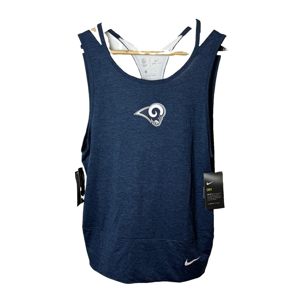 Nike Los Angeles Rams Dri-FIT Tank Top Mens L Navy Blue Racerback Training Shirt